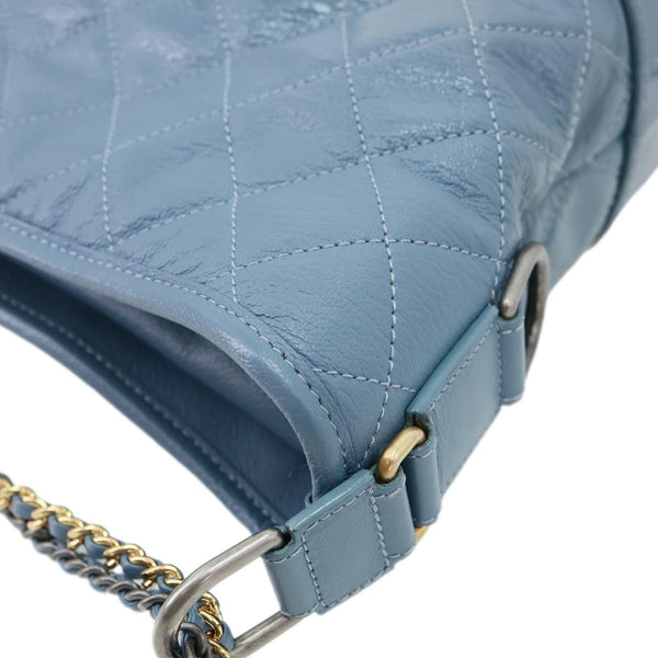 CHANEL Gabrielle Medium Patent Leather Hobo Bag Blue