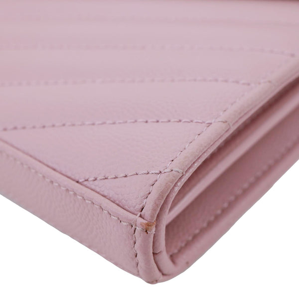 YVES SAINT LAURENT Cassandre Chevron Grain De Poudre Crossbody Bag Tender Pink