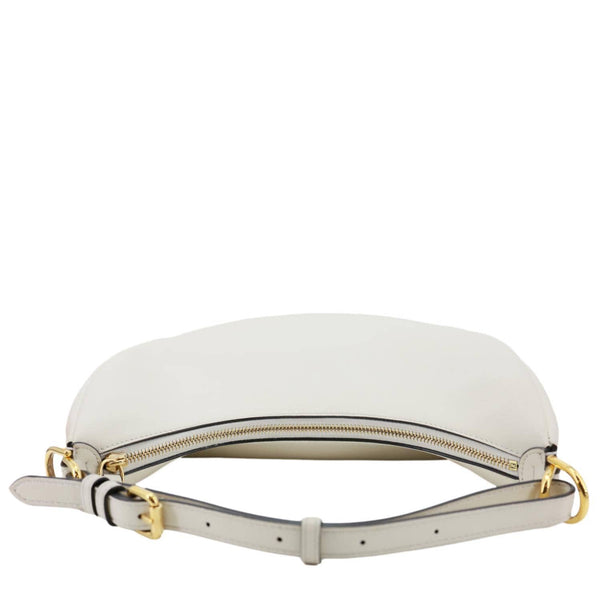 FENDI Fendigraphy Small Leather Hobo Bag Off White