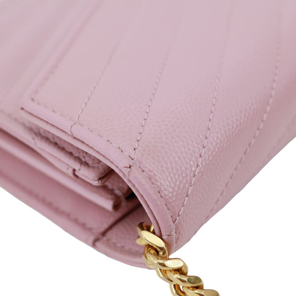 YVES SAINT LAURENT Cassandre Chevron Grain De Poudre Crossbody Bag Tender Pink
