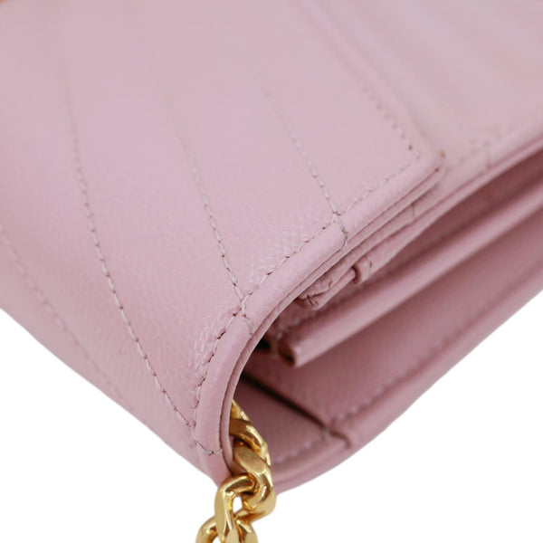 YVES SAINT LAURENT Cassandre Chevron Grain De Poudre Crossbody Bag Tender Pink