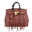HERMES Birkin 25 Togo Leather Satchel Bag Burgundy