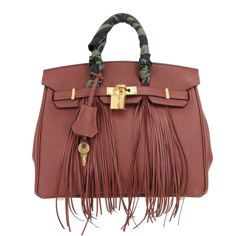 HERMES Birkin 25 Togo Leather Satchel Bag Burgundy