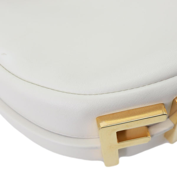 FENDI Fendigraphy Small Leather Hobo Bag Off White