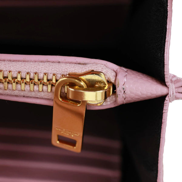 YVES SAINT LAURENT Cassandre Chevron Grain De Poudre Crossbody Bag Tender Pink
