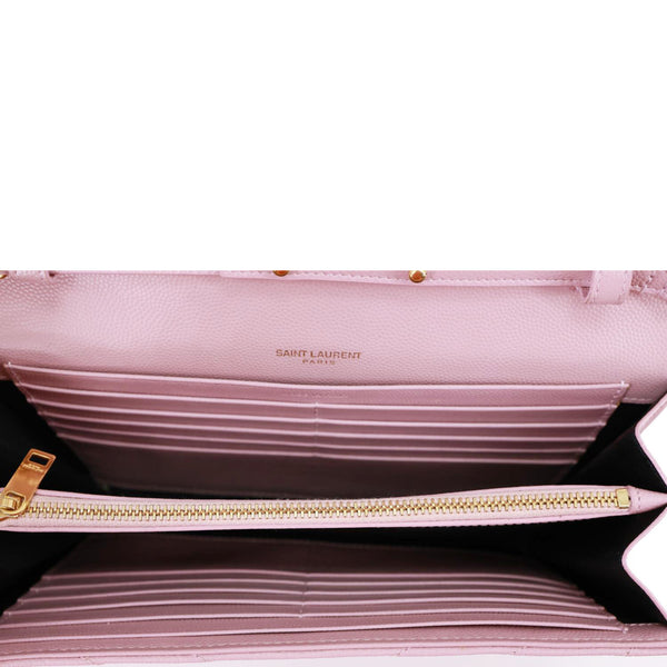 YVES SAINT LAURENT Cassandre Chevron Grain De Poudre Crossbody Bag Tender Pink
