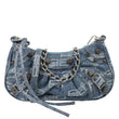 BALENCIAGA Le Cagole BB Mini Bleached Monogram Denim Crossbody Bag Blue