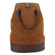 GUCCI Savoy Jumbo GG Suede Textured Leather Tote Bag Brown 760227