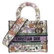 CHRISTIAN DIOR Lady D-Lite Medium Floral Embroidered Canvas Shoulder Bag Multicolor