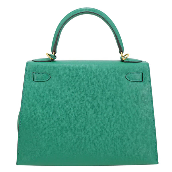 HERMES Kelly 28 Sellier Epsom Leather Shoulder Bag Green