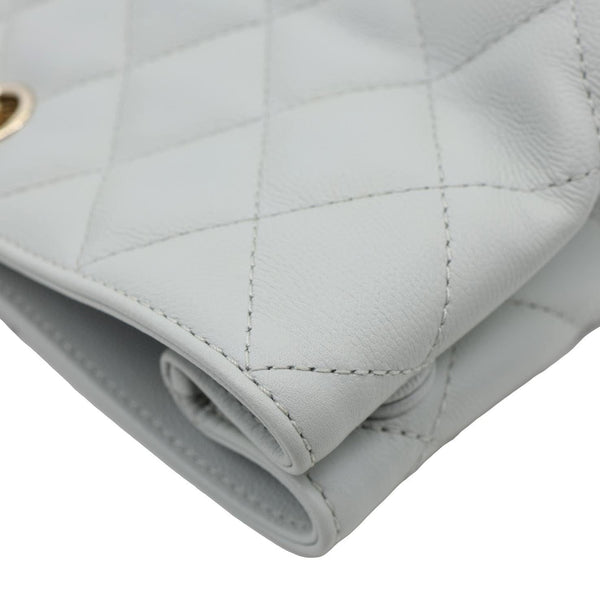 CHANEL Large Quilted Leather Shopping Tote Bag Ice Blue