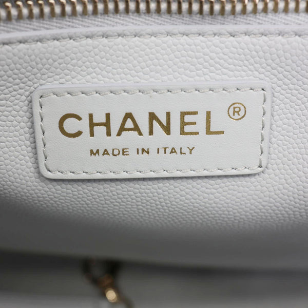 CHANEL Large Quilted Leather Shopping Tote Bag Ice Blue