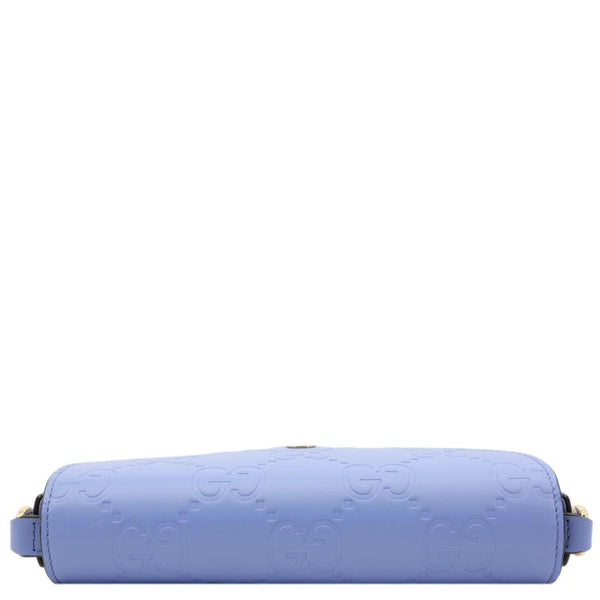 GUCCI Super Mini GG Embossed Leather Shoulder Bag Blue 772794