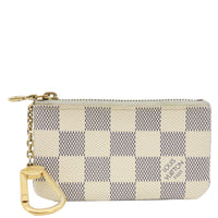 LOUIS VUITTON Damier Azur Key Coin Pouch White