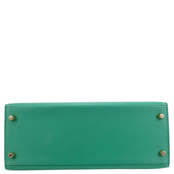 HERMES Kelly 28 Sellier Epsom Leather Shoulder Bag Green