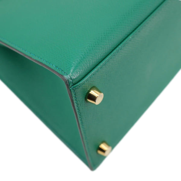 HERMES Kelly 28 Sellier Epsom Leather Shoulder Bag Green