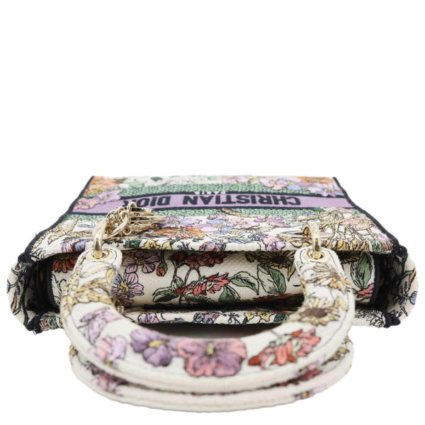 CHRISTIAN DIOR Lady D-Lite Medium Floral Embroidered Canvas Shoulder Bag Multicolor
