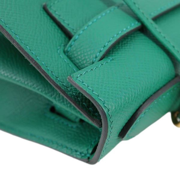 HERMES Kelly 28 Sellier Epsom Leather Shoulder Bag Green