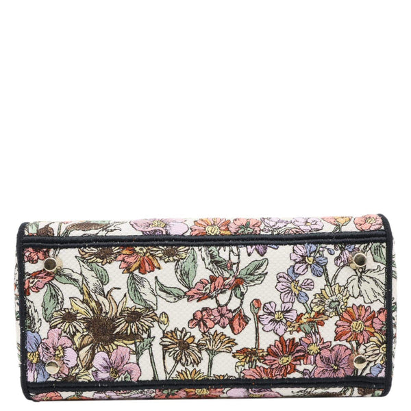 CHRISTIAN DIOR Lady D-Lite Medium Floral Embroidered Canvas Shoulder Bag Multicolor