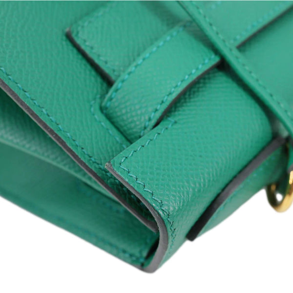 HERMES Kelly 28 Sellier Epsom Leather Shoulder Bag Green