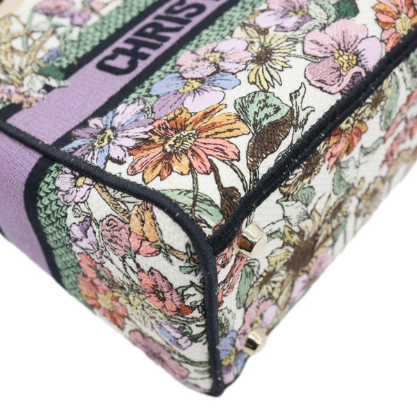CHRISTIAN DIOR Lady D-Lite Medium Floral Embroidered Canvas Shoulder Bag Multicolor