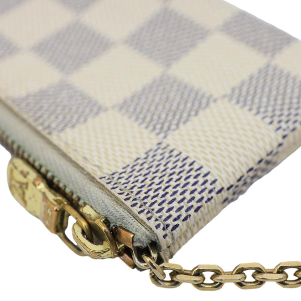 LOUIS VUITTON Damier Azur Key Coin Pouch White