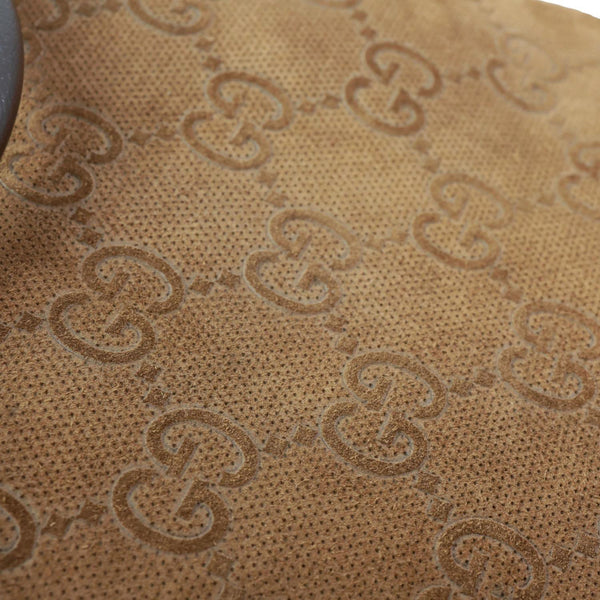 GUCCI Savoy Jumbo GG Suede Textured Leather Tote Bag Brown 760227