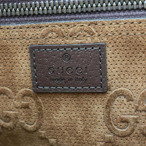 GUCCI Savoy Jumbo GG Suede Textured Leather Tote Bag Brown 760227