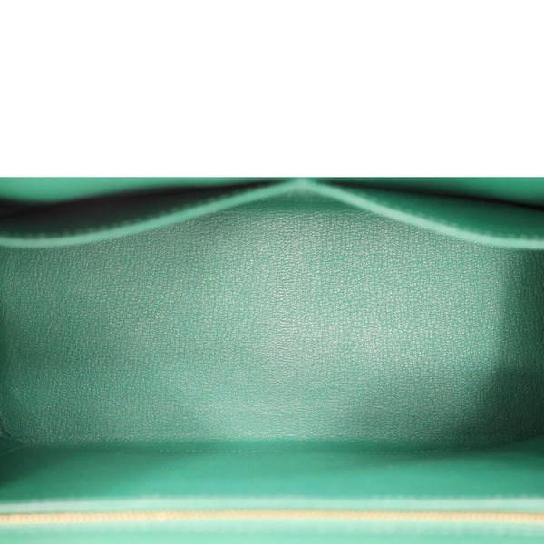 HERMES Kelly 28 Sellier Epsom Leather Shoulder Bag Green