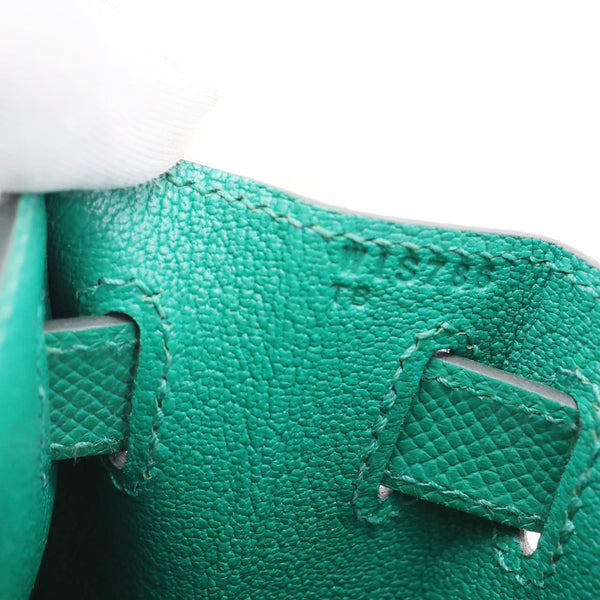 HERMES Kelly 28 Sellier Epsom Leather Shoulder Bag Green