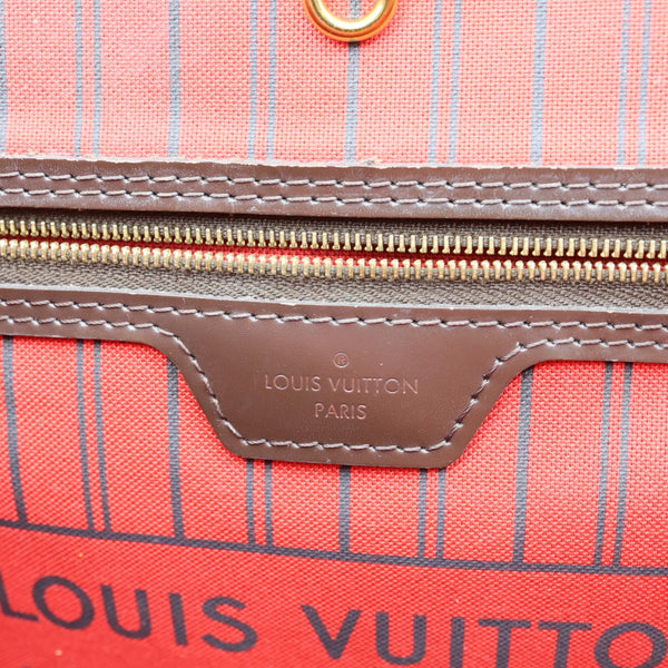 LOUIS VUITTON Neverfull MM Damier Ebene Tote Bag Brown