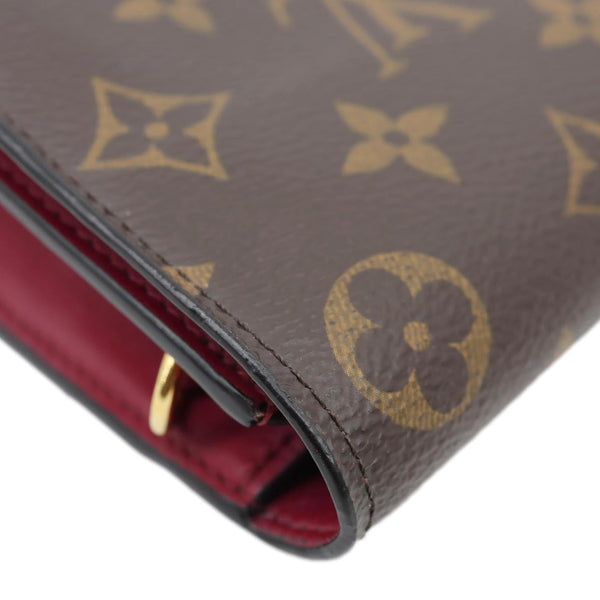 LOUIS VUITTON Flore Monogram Canvas Chain Wallet Fuchsia