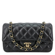 CHANEL Classic Rectangular Flap Mini Quilted Leather Top Handle Crossbody Bag Black