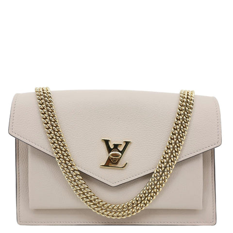 LOUIS VUITTON Mylockme Leather Chain Crossbody Bag Beige