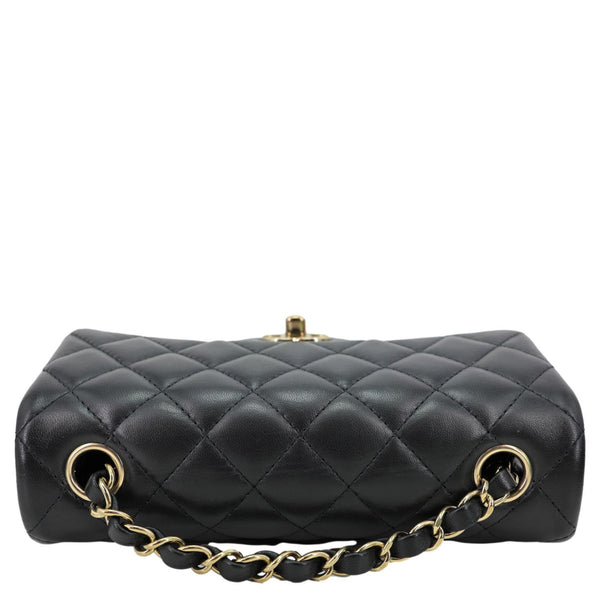 CHANEL Classic Rectangular Flap Mini Quilted Leather Top Handle Crossbody Bag Black