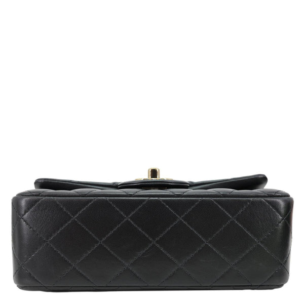 CHANEL Classic Rectangular Flap Mini Quilted Leather Top Handle Crossbody Bag Black