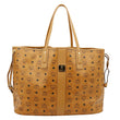 MCM Reversible Liz Large Visetos Canvas Shopper Tote Bag Cognac