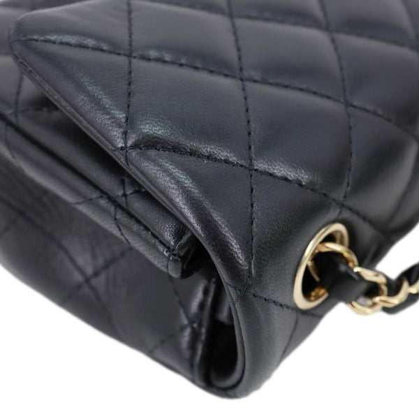 CHANEL Classic Rectangular Flap Mini Quilted Leather Top Handle Crossbody Bag Black