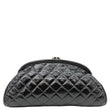 CHANEL Timeless CC Logo Patent Quilted Leather Clutch Black