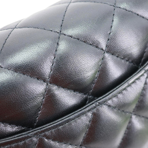 CHANEL Classic Rectangular Flap Mini Quilted Leather Top Handle Crossbody Bag Black