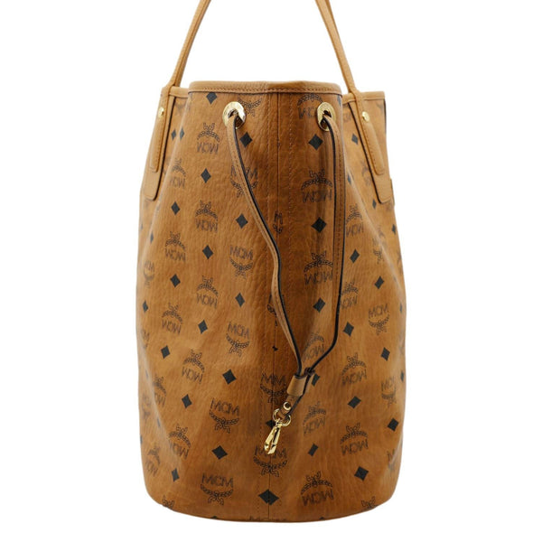 MCM Reversible Liz Large Visetos Canvas Shopper Tote Bag Cognac