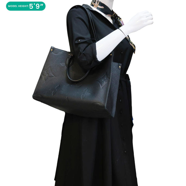 LOUIS VUITTON Onthego MM Giant Monogram Empreinte Shoulder Bag Black