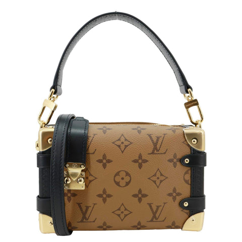 LOUIS VUITTON Side Trunk PM Reverse Monogram Canvas Tote Shoulder Bag Brown