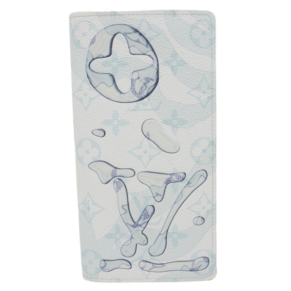 LOUIS VUITTON Brazza Monogram Aquagarden Canvas Wallet Light Blue