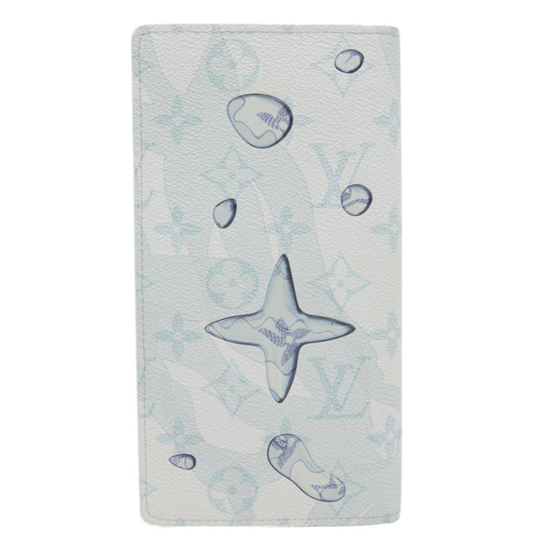 LOUIS VUITTON Brazza Monogram Aquagarden Canvas Wallet Light Blue