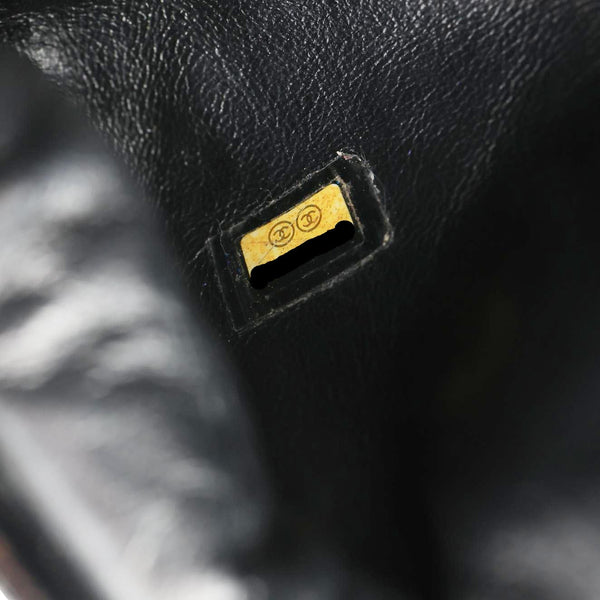 CHANEL Timeless CC Logo Patent Quilted Leather Clutch Black