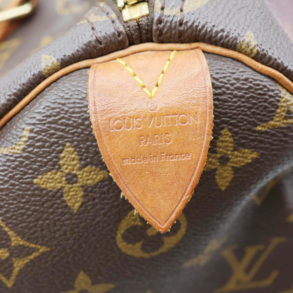 LOUIS VUITTON Speedy 35 Monogram Canvas Satchel Bag Brown