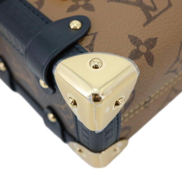 LOUIS VUITTON Side Trunk PM Reverse Monogram Canvas Tote Shoulder Bag Brown