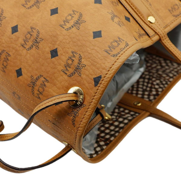 MCM Reversible Liz Large Visetos Canvas Shopper Tote Bag Cognac