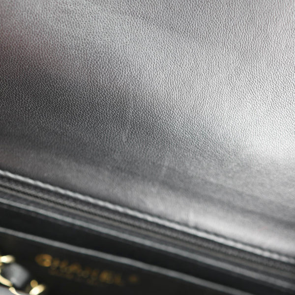 CHANEL Classic Rectangular Flap Mini Quilted Leather Top Handle Crossbody Bag Black